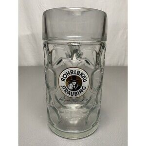 Rohrlbrau Straubing 1L Dimpled Glass German Beer Mug Stein Austria